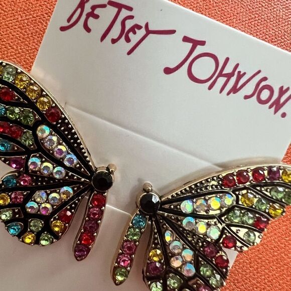 💙 Betsey Johnson stunning crystals butterfly wing earrings 💙 - Picture 6 of 7